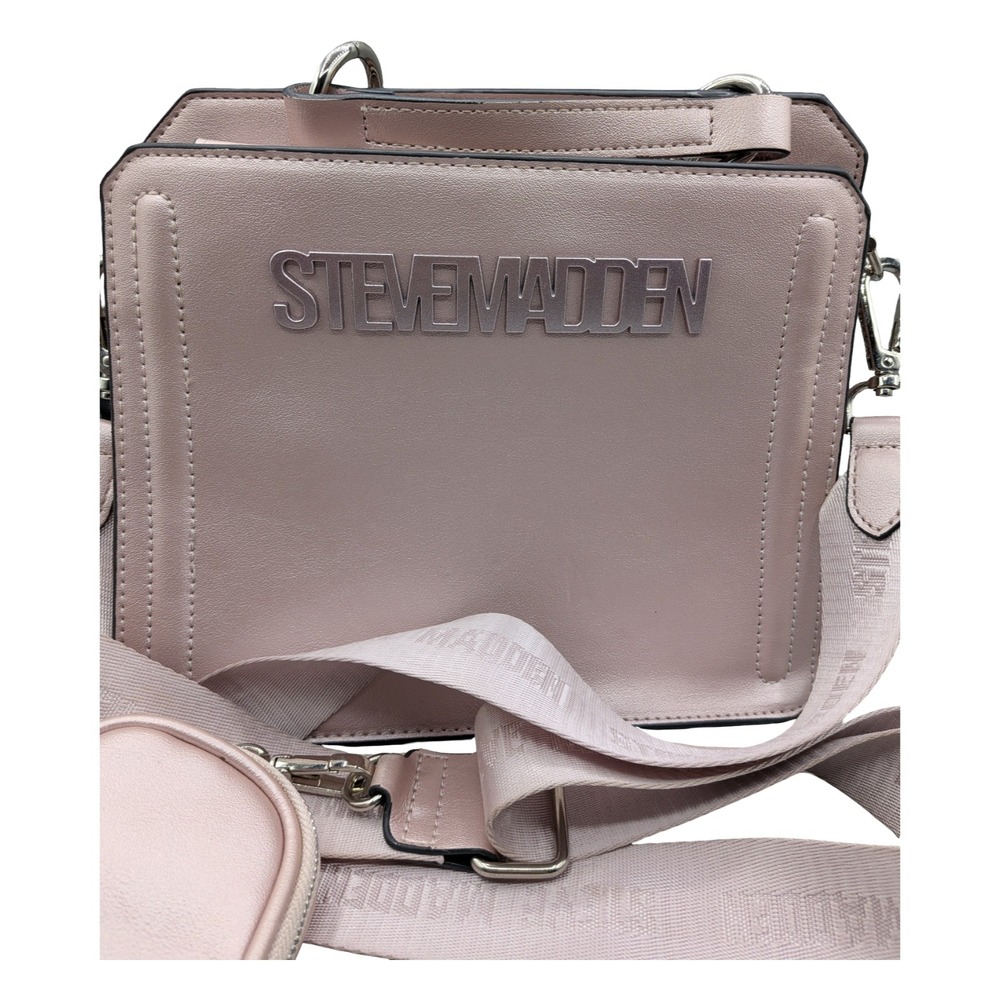 Steve Madden Pink Crossbody Bag with Matching Coin Pouch and Logo Strap - Picture 3 of 7